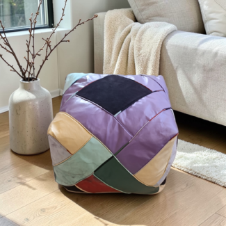 Pouf Carré en Cuir Multicolore (Largeur 40 cm-Longeur 40 cm Hauteur 30cm)
